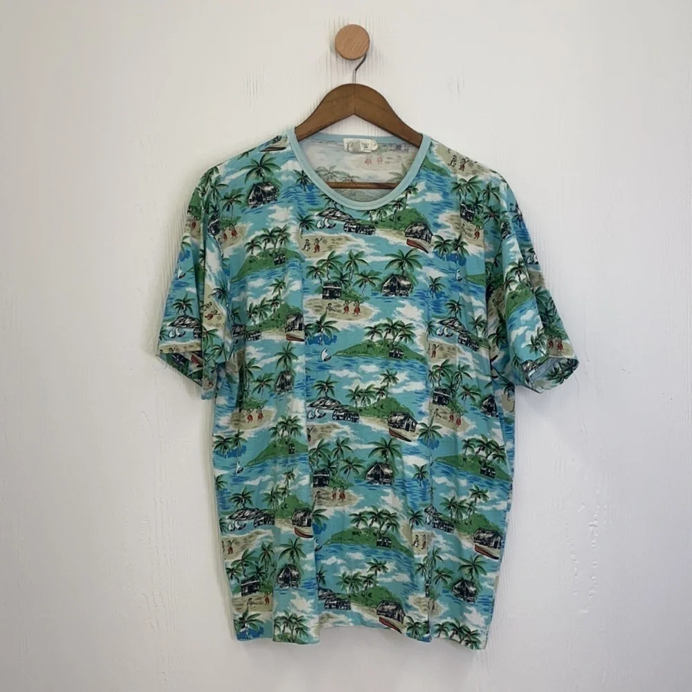 J.Crew - Vintage Palm Tree and Hula Dancer Short Sleeve Tee Shirt Size Large